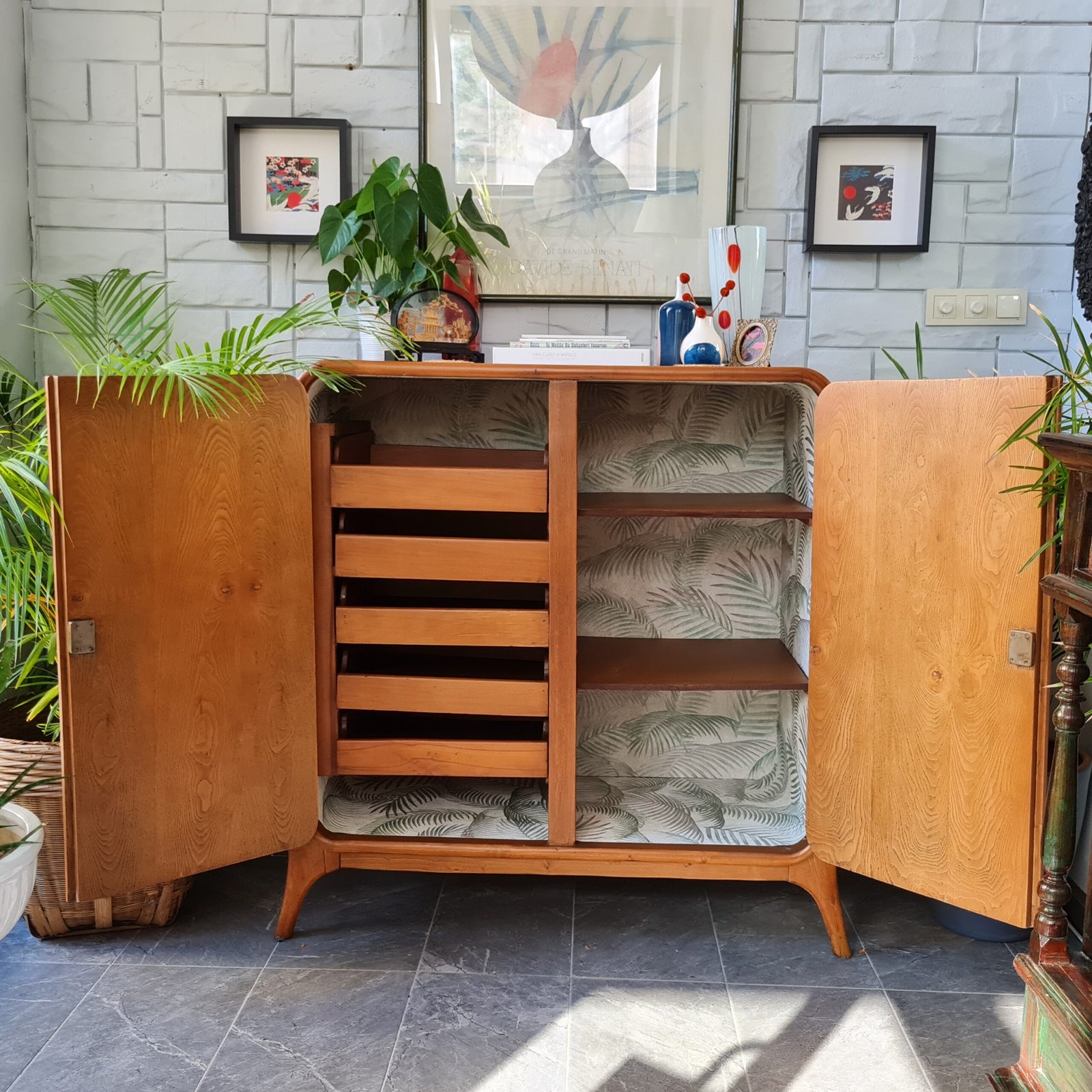 1970'ler Masif Meşe İskandinav Dolap - Görsel 8