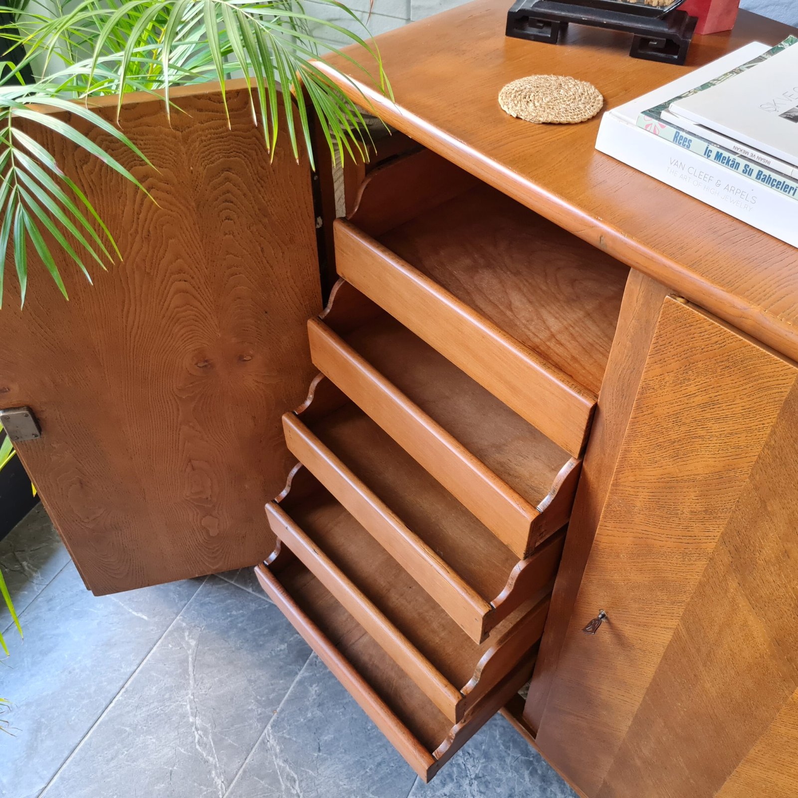 1970'ler Masif Meşe İskandinav Dolap - Görsel 7