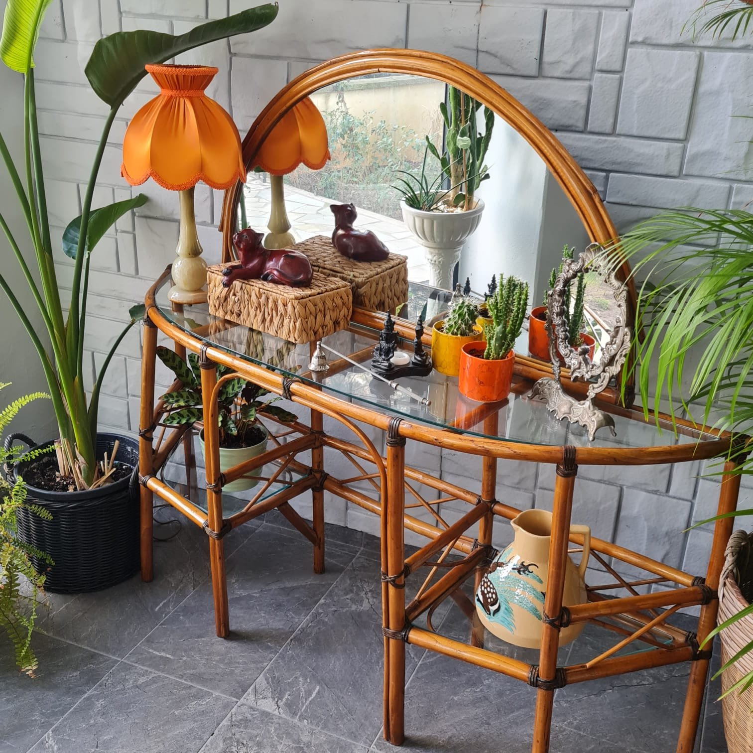 Vintage Bambu Dresuar ve Aynası - Görsel 3
