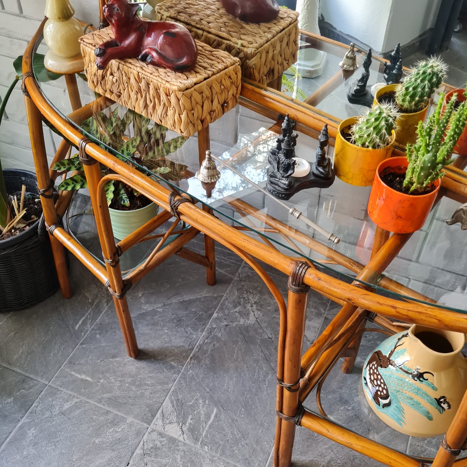 Vintage Bambu Dresuar ve Aynası - Görsel 5