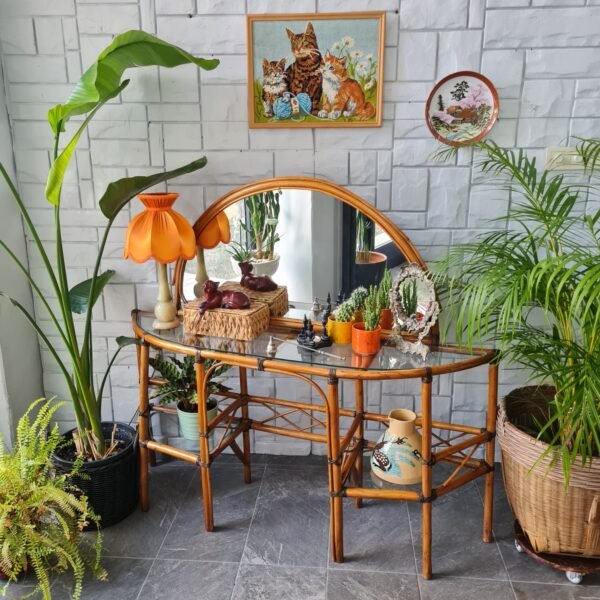 Vintage Bambu Dresuar ve Aynası - Görsel 6