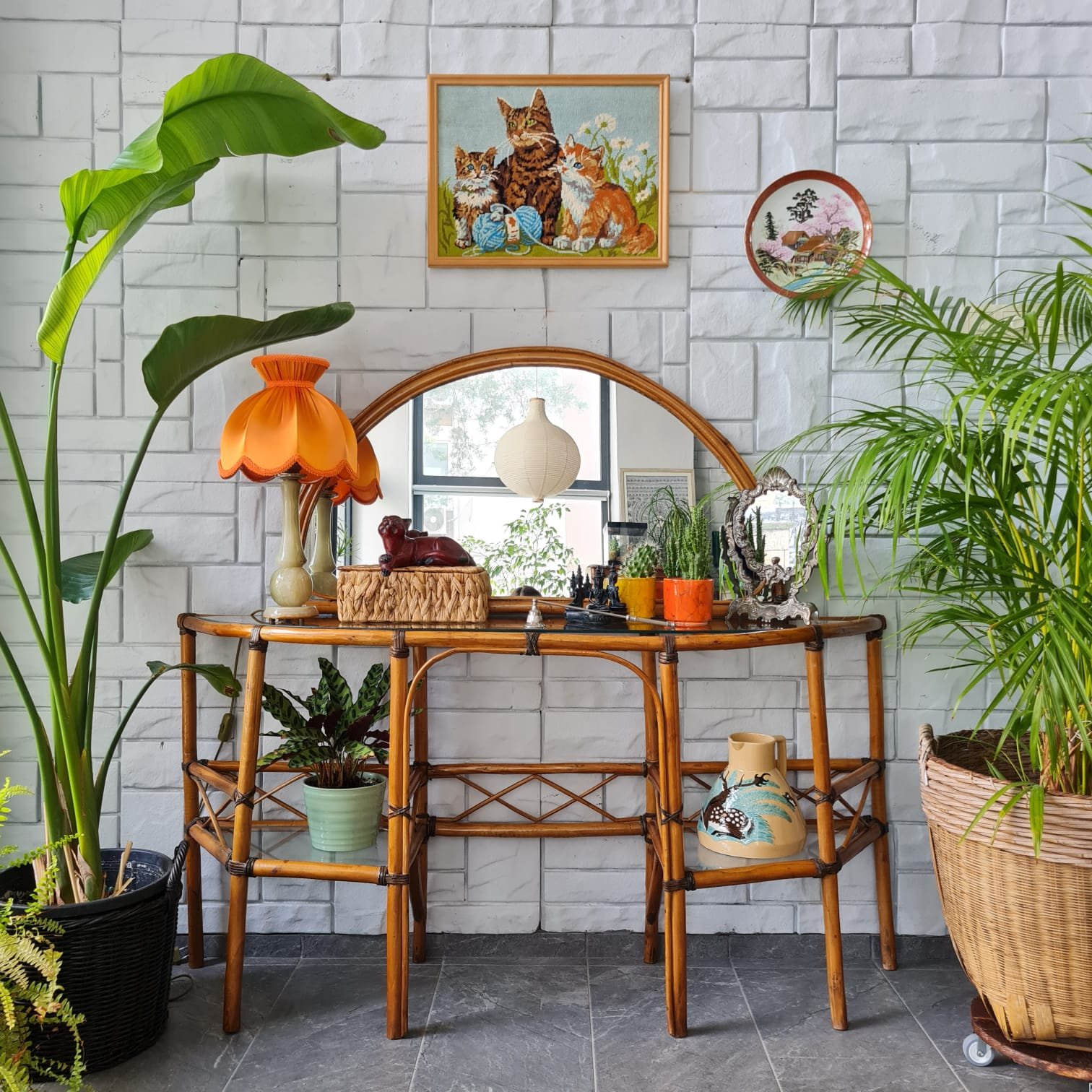 Vintage Bambu Dresuar ve Aynası
