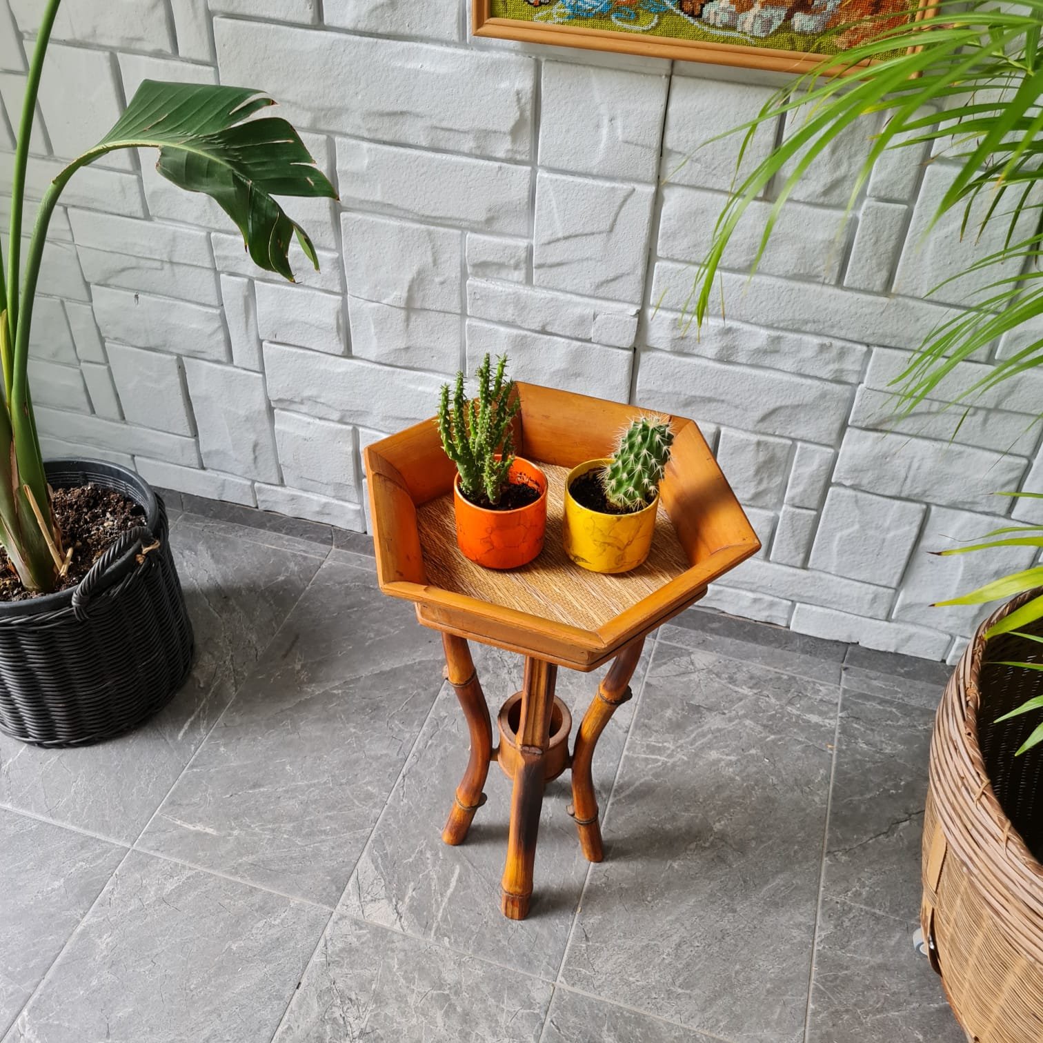 1970'ler İtalyan Bambu Sehpa - Görsel 3