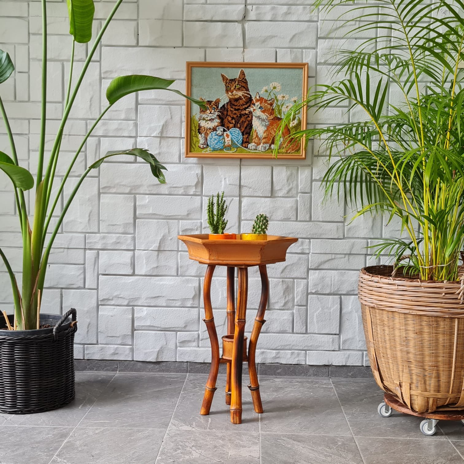 1970'ler İtalyan Bambu Sehpa - Görsel 2