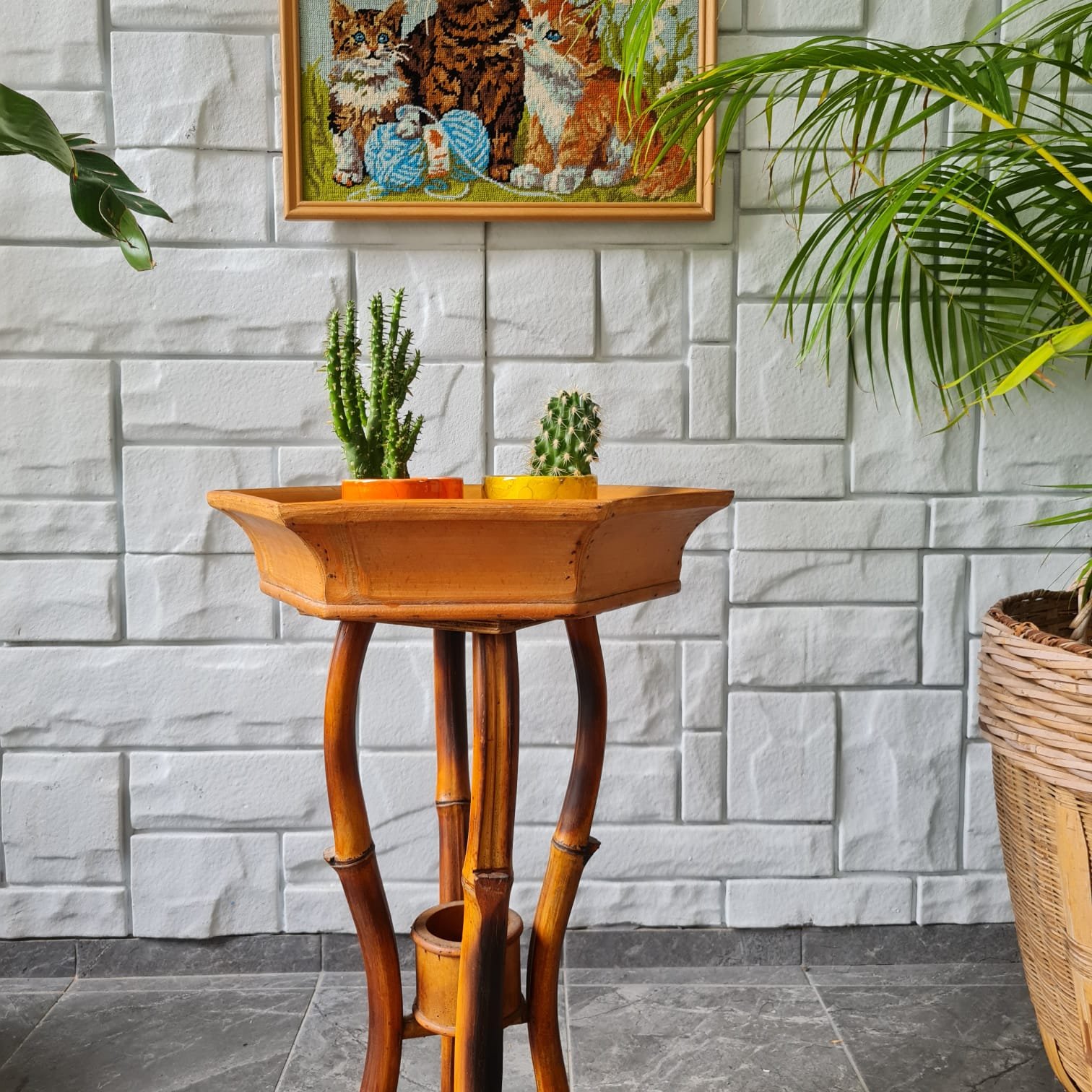 1970'ler İtalyan Bambu Sehpa - Görsel 5