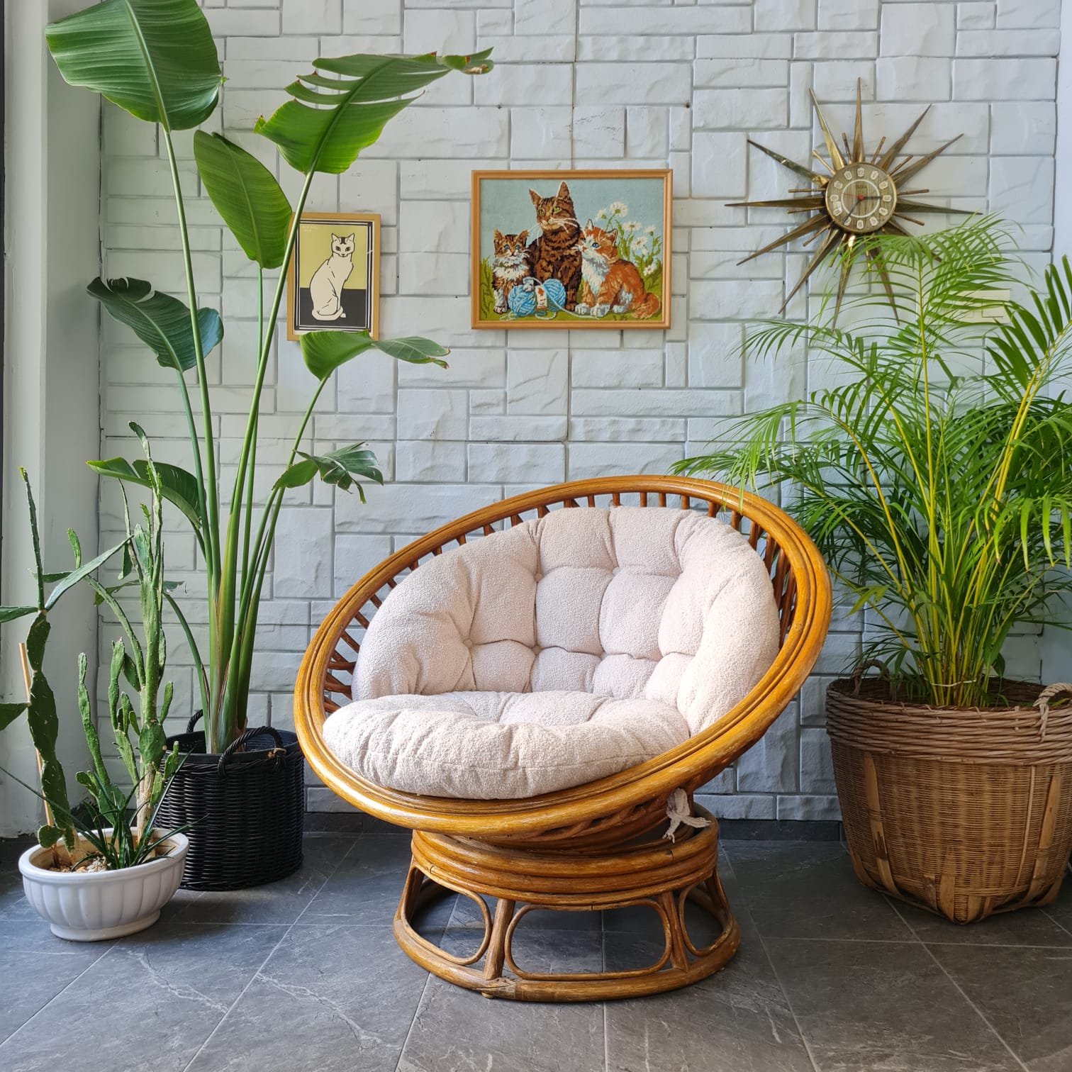 1970’ler Bambu Papasan Chair