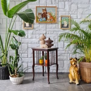 1950’ler Mermer Tablalı Ahşap Yan Sehpa